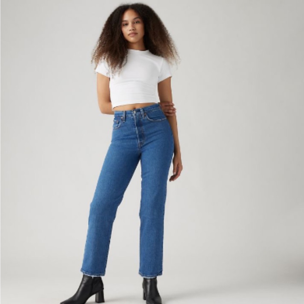 Custom altered Levi’s rib cage straight leg  jeans
